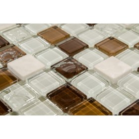 Resim maycollection 8 mm Kristal Cam Mozaik Kahverengi Bej Mermer 1 kutu = 0,54 m2 Fiyatıdır 