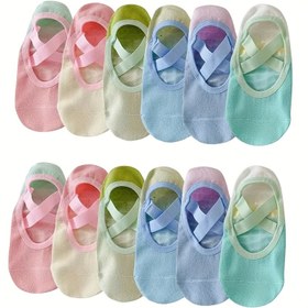 Resim 1/3/6/12 Çift Kadın Profesyonel Kaymaz Yoga Çorapları - Gradyan Renkli Dans & Fitness Çoraplar Esnek Kabartmalı Açıklık, Yumuşak Polyester Tüm Sezon İçin Bale, Egzersizler için İç Mekan Çorapları, Sadece Elde Yıkama, Şık Aktif Giyim, Nefes Alabilen Kumaş, Kadın 