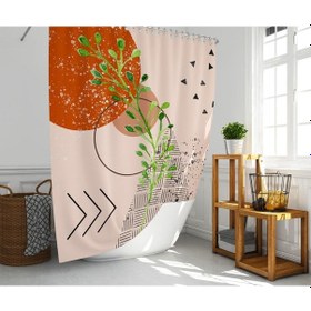 Resim Banyo Perdesi 1x180x200 Tek Kanat Duş Perdesi Halka Hediyeli Duşakabin Perdesi Bohemian Çok Renkli 