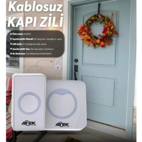 Resim K-Yonlineticaret Beyaz Kablosuz Su Geçirmez Kapı Zili 
