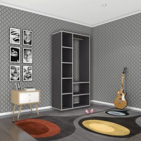 Resim Kenzlife giysi dolabı hüsamettin 180*090*40 gri gardırop 