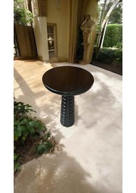 Resim Doğal Ahşap Tekli Mantar Sehpa Siyah Renk - Modern Yan Sehpa Seti - Wooden Coffee Table Siyah 