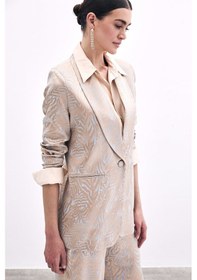 Resim Sateen Zebra Desenli Ceket - Mavi-135958 Mavi 