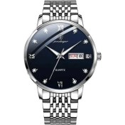 Resim Hanyang 834 Gümüş Mavi Poedagar Lüks Bilek Saatler Erkekler Için Marka Su Geçirmez Iş Paslanmaz Çelik Kuvars Izle Erkek Spor Takvim Aydınlık Saatler (Yurt Dışından) 