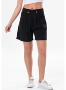 Resim Bitez Keten Düğmeli Yazlık Şort Siyah Syh-siyah Siyah 