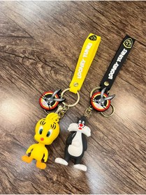 Resim Future Sound Bir Kedi Gördüm Sanki Sylvester & Tweety 3d Silikon Bff Çift Anahtarlık 
