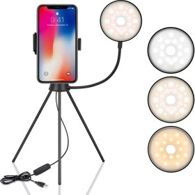 Resim ZSZH Esnek Mobil Telefon Tutucu Selfie'nin Dolgu Işık - Siyah(Yurt Dışından) 