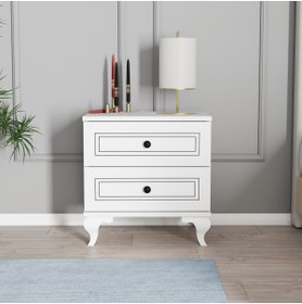 Resim Moxen Mobilya 2 Çekmeceli Çizgili Komodin 