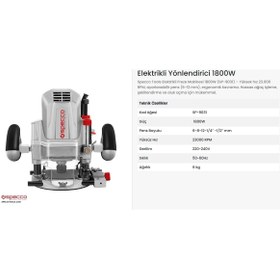 Resim Specco Elektrikli Freze 1800w (23000rpm) 6-8-12mm Sp9031 