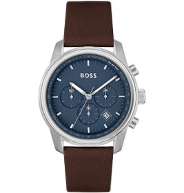 Resim Hugo Boss HB1514002 Deri Kahverengi Mavi Kadran 44 mm Erkek Kol Saati 