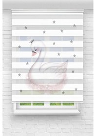 Resim Perdecizade Enxboy Kuğu Dijital Baskılı Zebra Perde-cocuk Odası-stor Perde Renkli 