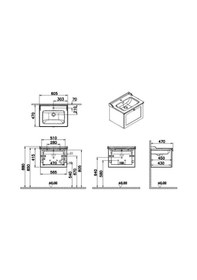 Resim VitrA Root Classic 60 Cm Beyaz Çekmeceli Banyo Dolabı Alt Modül Lavabo Çok Renkli 