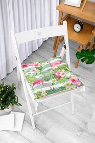 Resim RealHomes Flamingo Desen Dijital Baskılı Modern Pofidik Sandalye Minderi, Pofi-728 