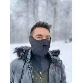 Resim Ebakbak Motosiklet Yüz Boyun Koruyucu Neopren Maske Kulak ve Göğüs Korumalı Rüzgar Maskesi Çift Taraflı 