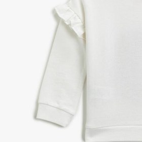 Resim Kız Bebek Unicorn İşlemeli Fırfırlı Bisiklet Yaka Pamuklu Uzun Kollu Sweatshirt 