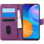 Resim Huawei P Smart 2021 Kılıf Fabric Book Wallet Mor Microsonic