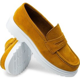 Resim Deery Hakiki Süet Sarı Loafer Kadın Ayakkabı - 01903zsrıp01 Sarı 