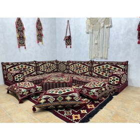 Resim Coton Şark Köşesi Yörük Desenli Minder Takımı Bordo 18 Parça 