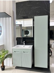 Resim Banyo Dolabı Aynalı Cnc İşlemeli Membran Kapaklı 65 Cm Yeşil 