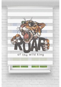 Resim Perdecizade Enxboy Kaplan Dijital Baskılı Zebra Perde-cocuk Odası-stor Perde Renkli 