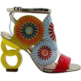 Resim Poletto Hakiki Deri Nar-pudra-sarı-altın Sandalet Topuklu 6564 158 V1-867 Nar-pudra-sarı-altın Çok Renkli 