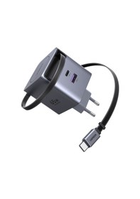 Resim Ugreen 65w Makaralı Dahili Kablolu Gan Hızlı Şarj Cihazı, 2xusb-c, 1xusb-a, Gri, 65825 