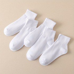 Resim 5/10 Çift Erkek Basit Düz Crew Çorapları, Erkeklerin Açık Hava Giyiminde Rahat Pamuklu Rahat Unisex Çorapları 