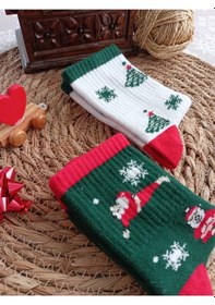 Resim Butik 2'li Noel-Yılbaşı Konsept Unisex Çocuk Çorap 