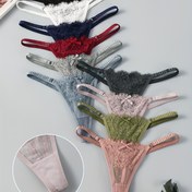 Resim 10'lu Paket: Kadınlar İçin Seksi Dantel Yarı Şeffaf Rahat Külot - Üçgen Tanga, Siyah, Beyaz, Bordo, Koyu Mavi, Lacivert, Gümüş Gri ve Ordu Yeşili + Açık Gri 