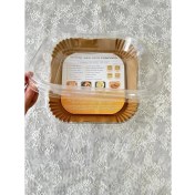 Resim Fryer Pişirme Kağıdı, Hava Fritözü Kağıdı, Fırın Pişirme Kağıdı, Xl ve Xxl Uygun, Tarım Bakanlığı Onaylı, Kare Tabak, Koruma Tabağı ile Birlikte, 20X20+4,5 Cm, 100 Adet 