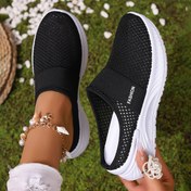 Resim Kadınlar için Büyük Beden Hafif Kayma Sneaker'lar - Nefes Alabilen Mesh Casual Ayakkabılar PVC Tabanlı, Beyaz, Plaj Tatilleri ve Günlük Giyim için Mükemmel, Casual Sandaletler | Slipon Stili | Açık Burun Tasarımı, Bayan Sandalet 