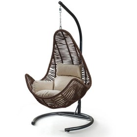 Resim Zen Modern Salıncak - Kahve İp / Krem Kumaş 