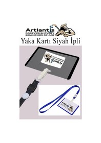Resim Siyah İpli Yaka Kartı 10 Adet Ayarlanabilir Boyuna Asma Kimlik Koruyuculu Pvc Siyah Yaka Kartlığı Seyehat Ofis Okul Büro 