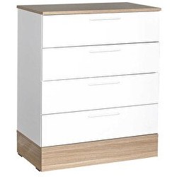 Resim Adore Mobilya Base Genç Odası 4 Çekmeceli İtalyan Meşe Beyaz Şifonyer 