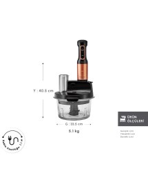 Resim Karaca Mastermaid Prosteel Cam Mutfak Robotu Uzun Blender Ayaklı 6 Bıçaklı 2500 W Black Copper 
