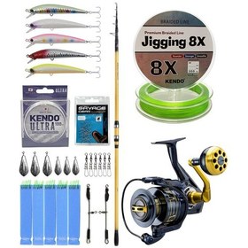 Resim Yekoutdoor Yüksek Performans Shimano Kamış Beastmaster Fx Surf Tele 4,25m 200g 6pc&okuma Salina 6000ha Olta Makinesi 1 Adet 