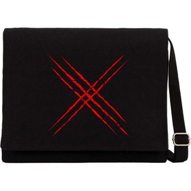 Resim X Men Logo Red Siyah Kanvas Postacı Çantası - Siyah 