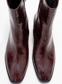 Resim Luvishoes Chara Bordo Baskı Kadın Kalın Topuklu Bot Bordo 