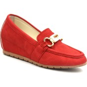 Resim Prego Termo Kaymaz Taban Toka Detaylı Içten Dolgu Topuk Günlük Kadın Ayakkabı Kırmızı 