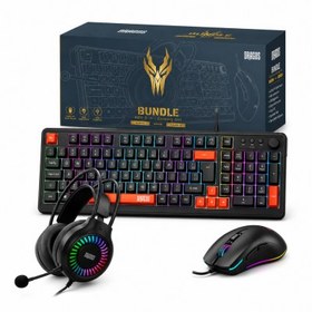 Resim Dragos Bundle RGB Kablolu Oyuncu Klavye Mouse ve Kulaklık Seti 