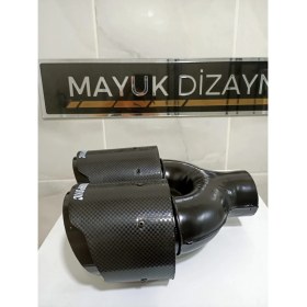 Resim Mayuk Dizayn Akrapovic 100MM Çiftli Içi Siyah Sağ Taraf Her Araca Uyumlu Egzoz Ucu 