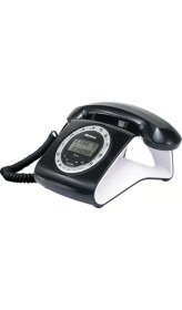 Resim Multitek Retro Özel Tasarımlı Kablolu Siyah veya Kırmızı Masa Üstü Telefon 