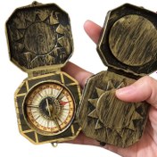 Resim Vintage Denizcilik Mini Pusula - Güneş Desenli Taşınabilir Manyetik Navigasyon Aracı, Korsan Temalı Dekor ve Fotoğraf Aksesuarları için İdeal, Pusula Dekoru 