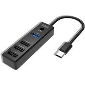 Resim Fuchsia Çoklayıcı 4'ü 1 arada USB-C Hub USB3.0 ve USB 2.0 