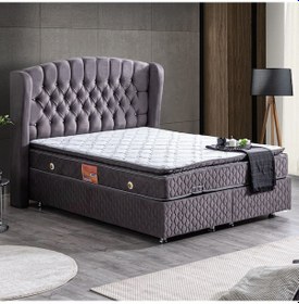 Resim Setaymobilya Baza, Sultan Antrasit Baza + Başlık + Real Pedli Ortopedik Yatak 