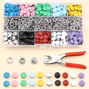 Resim 50 Adet Görünmez Renkli Metal Çıtçıt Düğme Seti ve El Basınçlı Pense - DIY El Sanatları, Giysiler, Şapkalar, Çantalar 