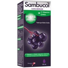 Resim Sambucol Plus Şekersiz Kara Mürver 120 ml 