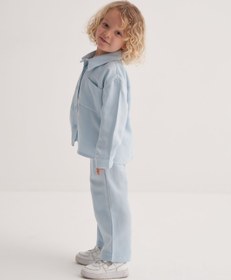 Resim Unisex Çocuk Dökümlü Pamuklu Düğmeli Pantolon Mavi - 5-6 Yaş 