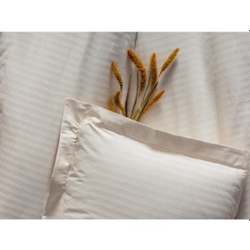 Resim Cotton Box Elegant Stripe Saten Çift Kişilik Nevresim Takımı Ekru 