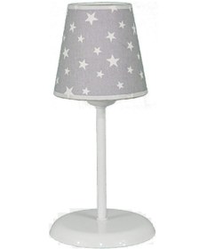 Resim Şenay Aydınlatma Çocuk Odası Konik Kumaş Küçük Abajur-Gri Beyaz Y 